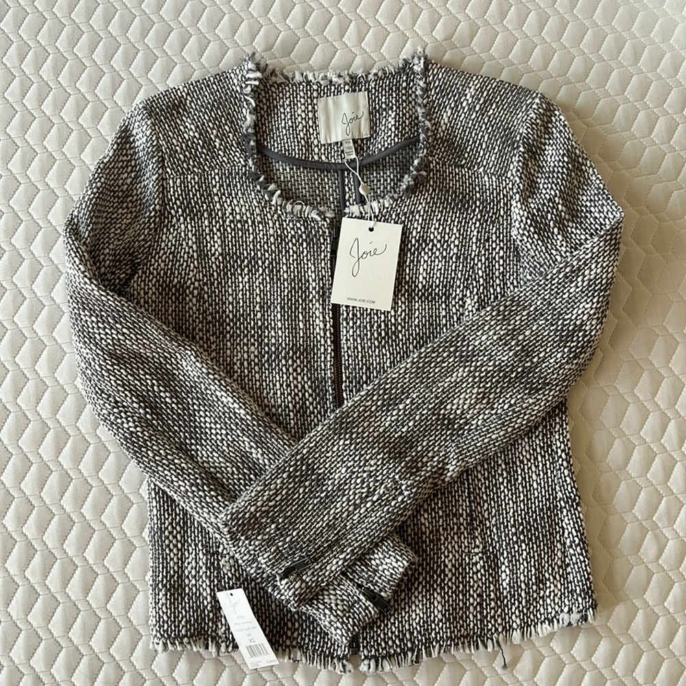 Joie Collis two toned dark grey tweed jacket top blazer in XS NWT